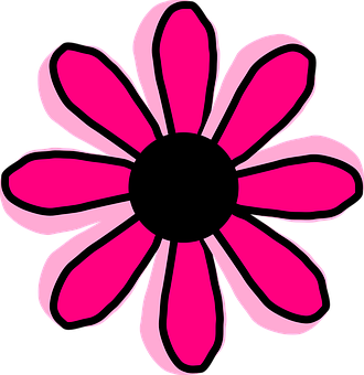 Pink Black Flower Illustration