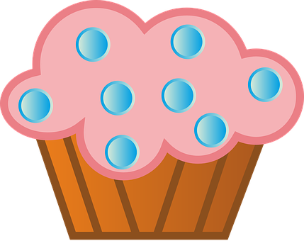 Pink Blue Dotted Cupcake Clipart