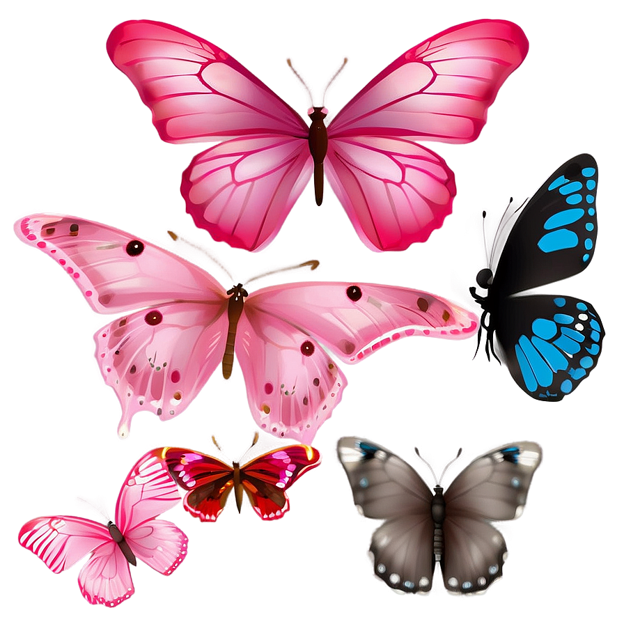 Pink Butterflies Png 05232024