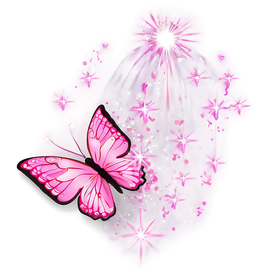 Pink Butterfly And Fairy Dust Png Stq75