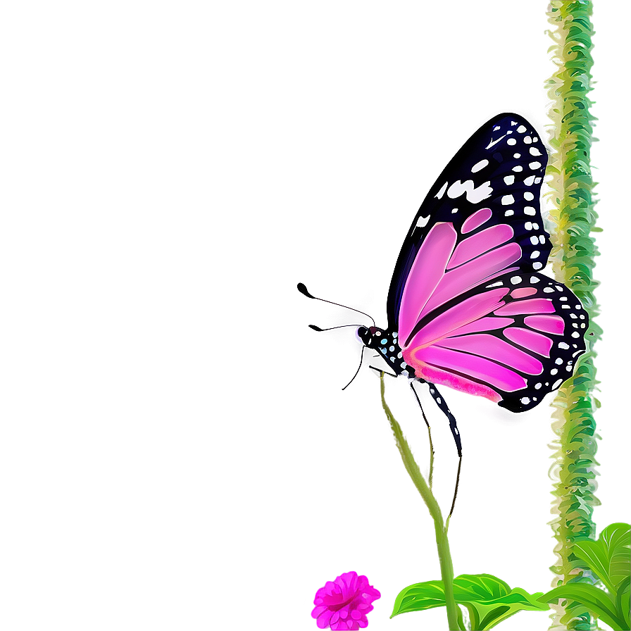 Pink Butterfly In Garden Png Bpr23