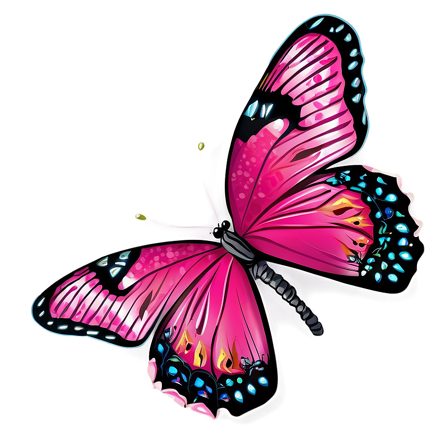 Pink Butterfly In Garden Png Wkb