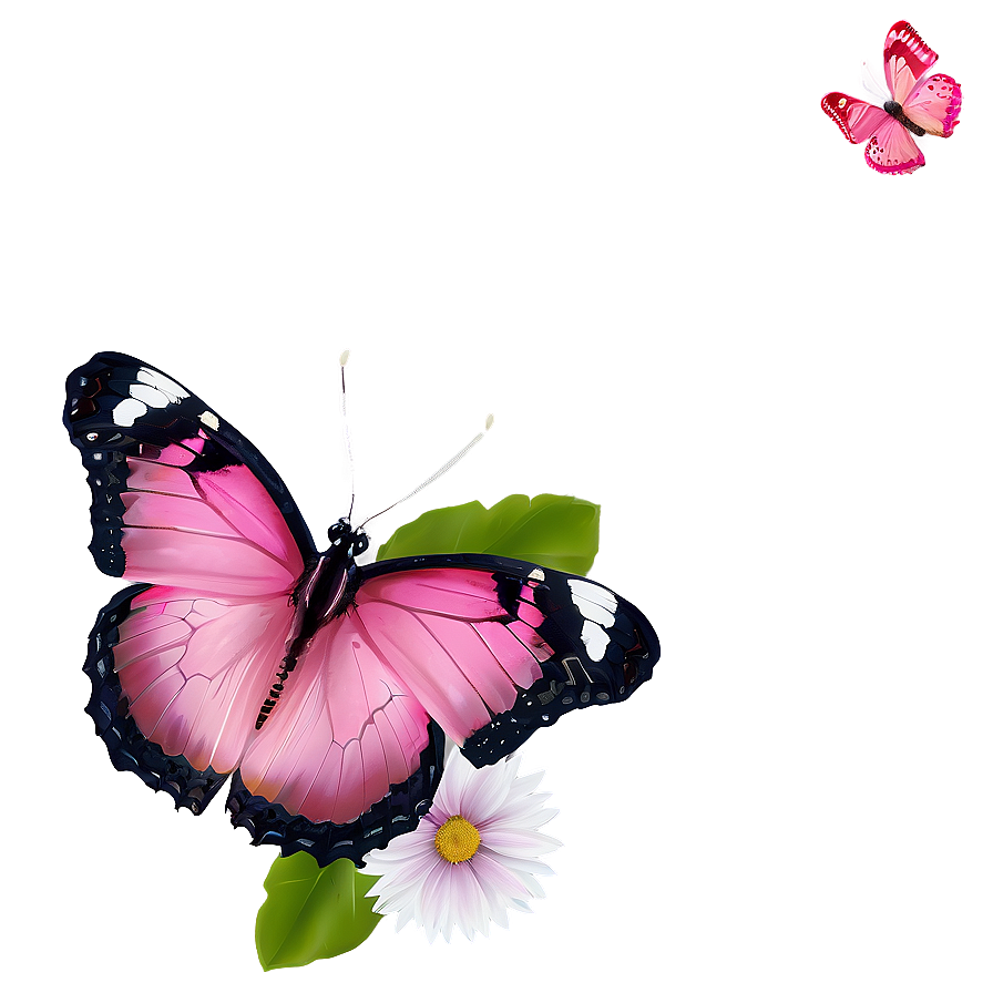 Pink Butterfly On Flower Png Ppg