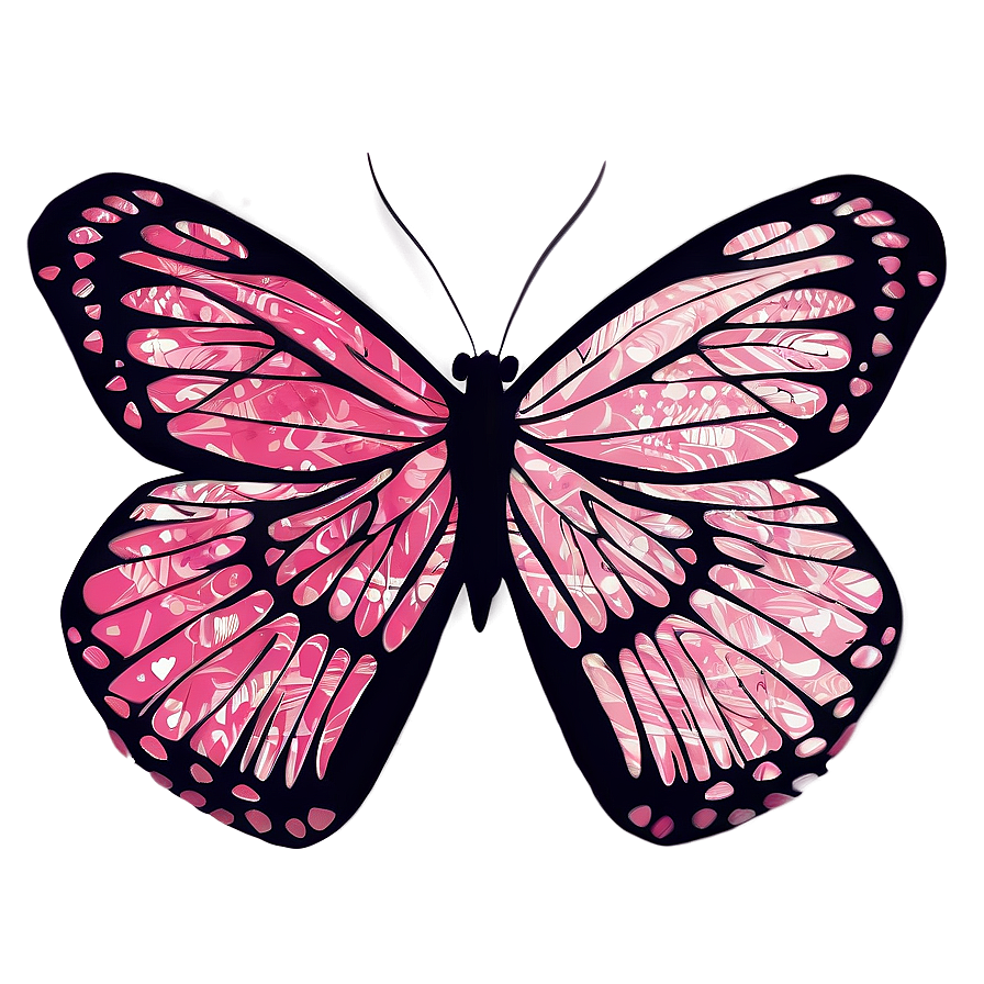 Pink Butterfly Silhouette Graphic Png 05232024