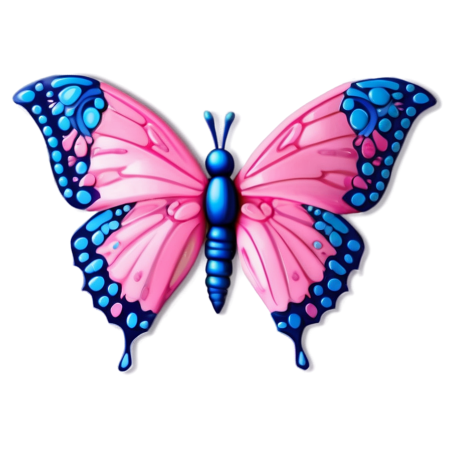 Pink Butterfly With Blue Accents Png Hoh