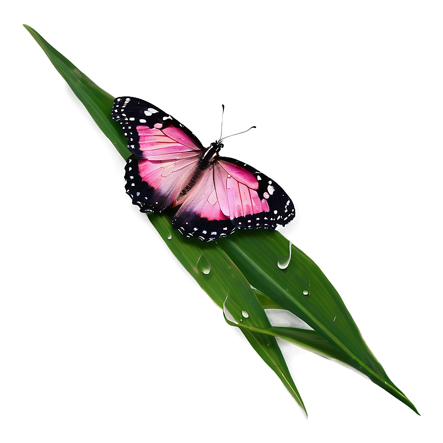 Pink Butterfly With Dew Drops Png Fel