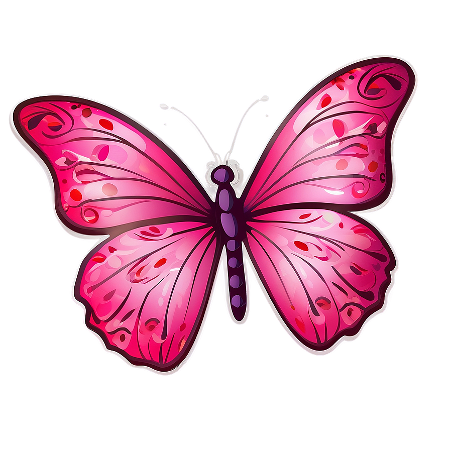 Pink Butterfly With Floral Elements Png 57