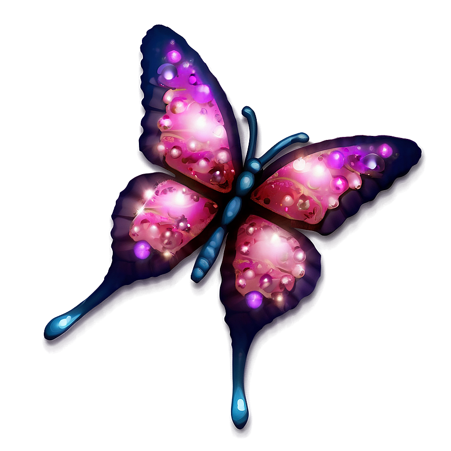 Pink Butterfly With Glitter Png Kyo