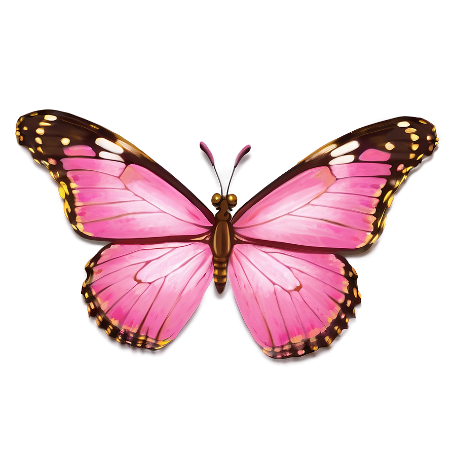 Pink Butterfly With Golden Edges Png Itl18