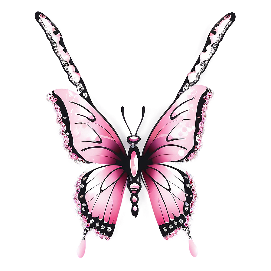 Pink Butterfly With Lace Wings Png Qbp