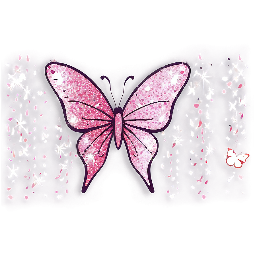 Pink Butterfly With Sparkles Png Woq