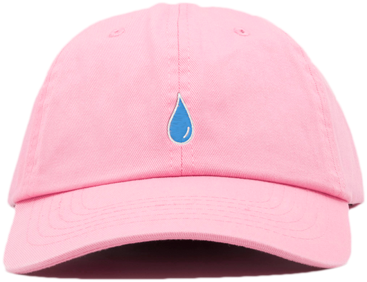 Pink Cap Blue Teardrop Embroidery