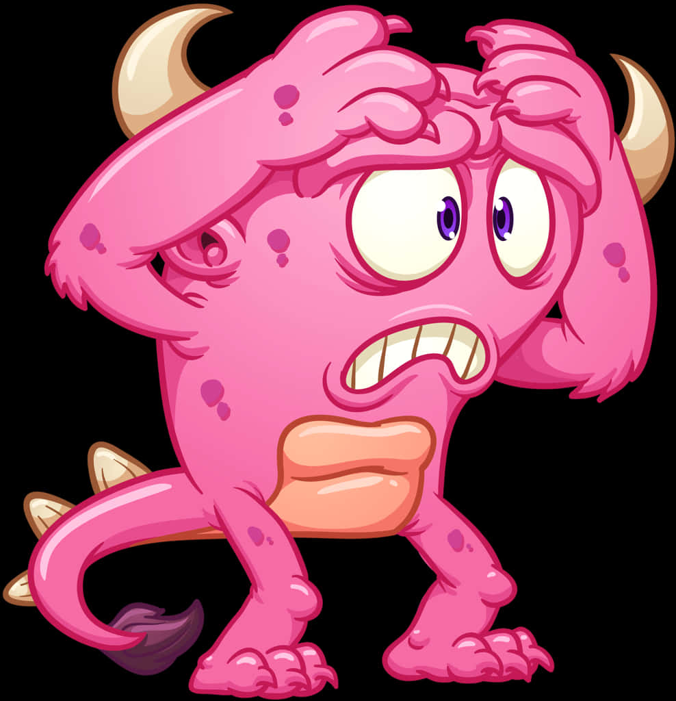 Pink Cartoon Monster Illustration