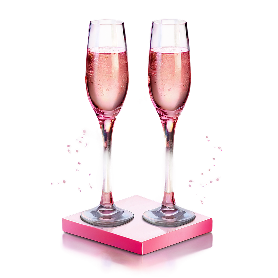 Pink Champagne In Crystal Glass Png Qai2