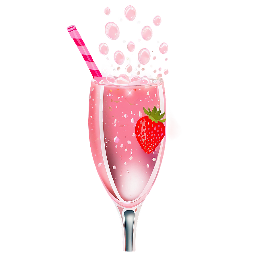 Pink Champagne With Strawberries Png Ffk