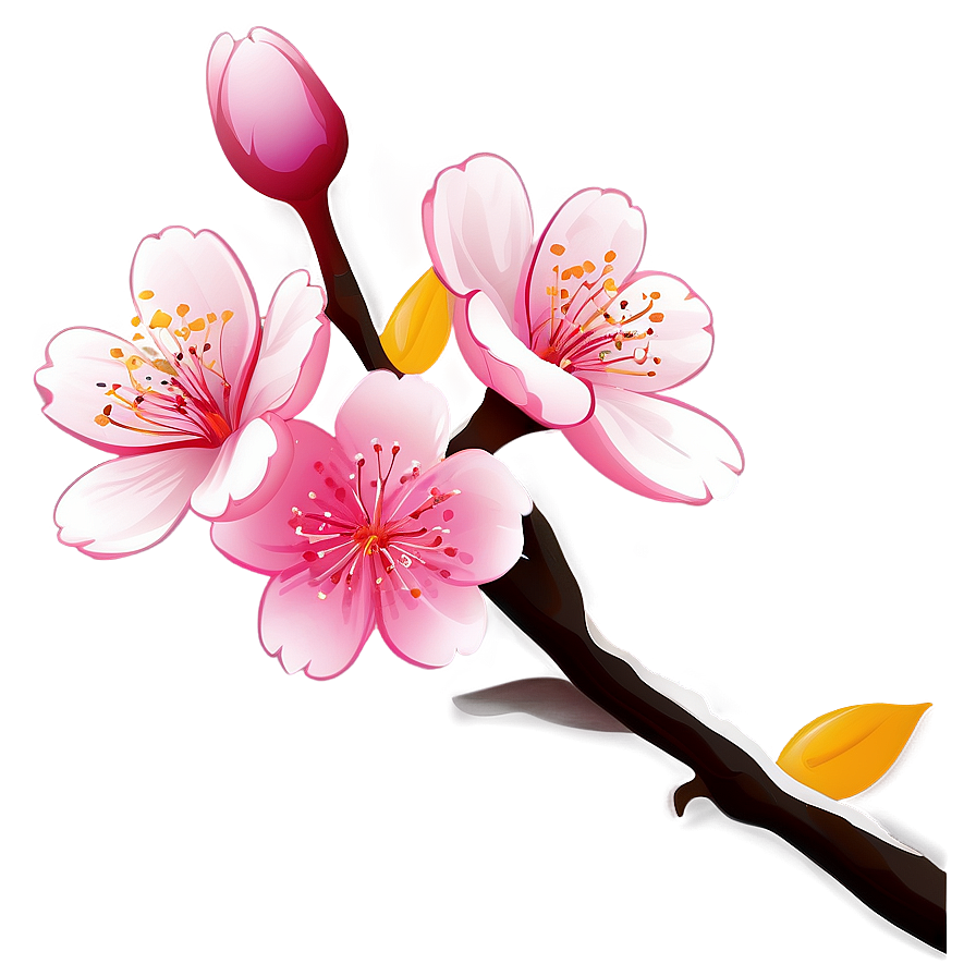 Pink Cherry Blossom Clipart Png 90