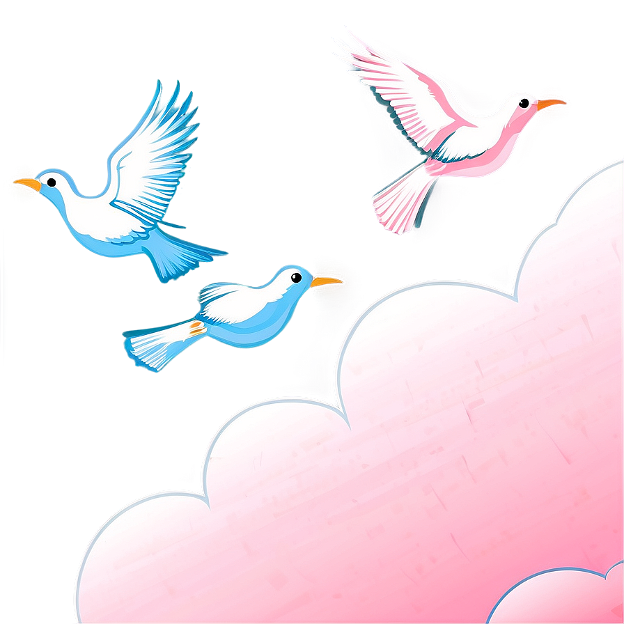 Pink Cloud With Birds Flying Png Ynd75