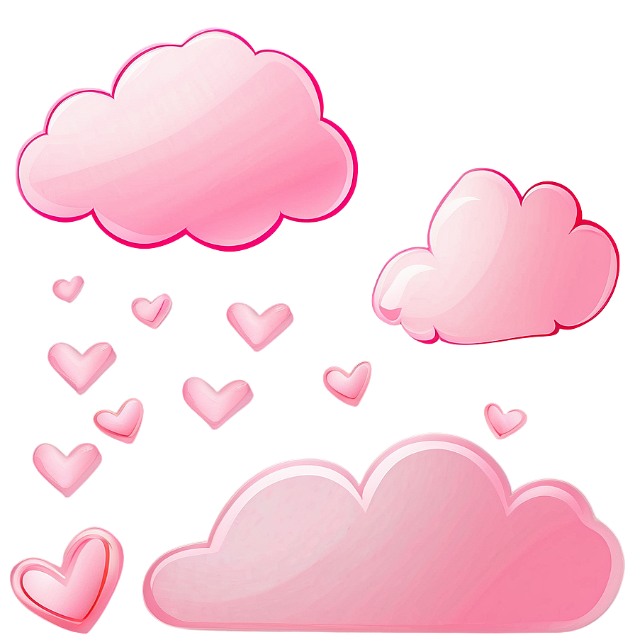 Pink Cloud With Heart Shapes Png Kkb