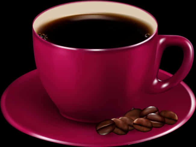 Pink Coffee Cup With Beans