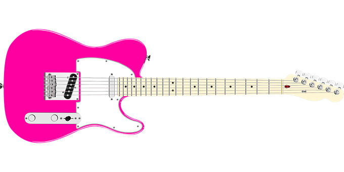 Pink Electric Guitar Isolated