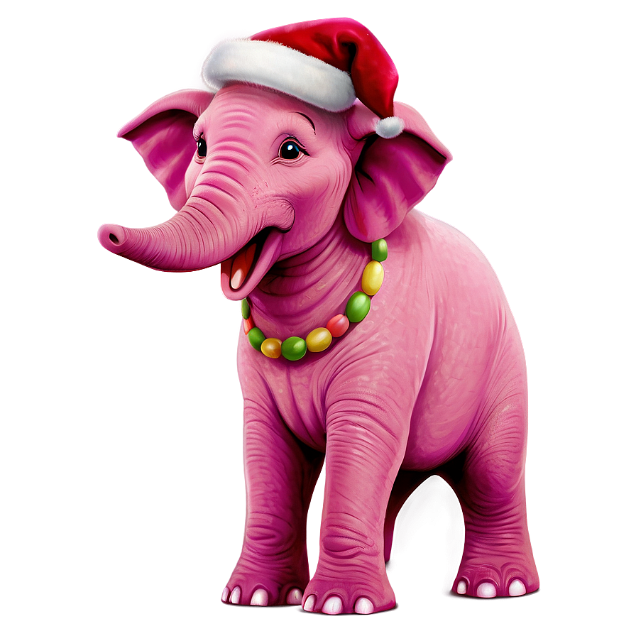 Pink Elephant Celebrating Christmas Png 89