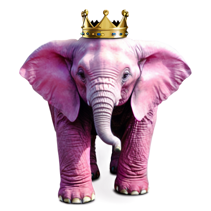 Pink Elephant With Crown Png 89