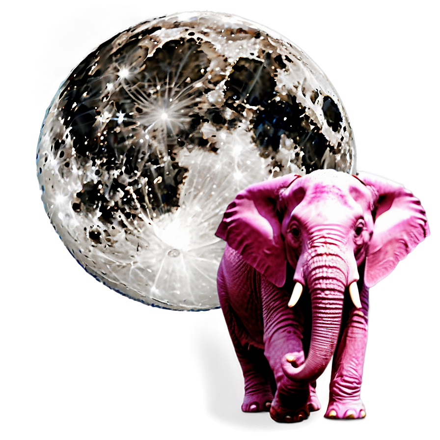 Pink Elephant With Moon Png Dov