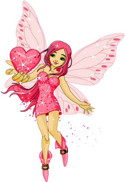 Pink Fairy With Heart Wings