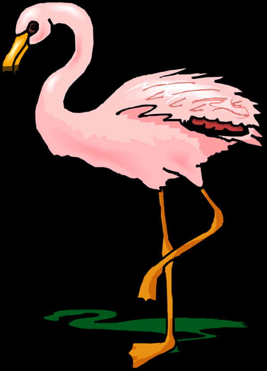 Pink Flamingo Standing One Leg