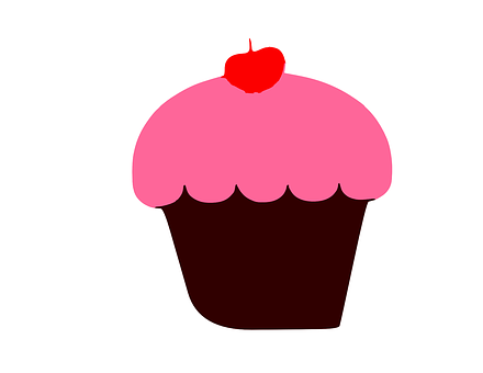 Pink Frosted Cupcake With Cherry