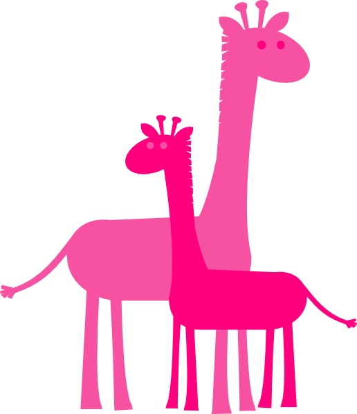 Pink Giraffes Cartoon Illustration