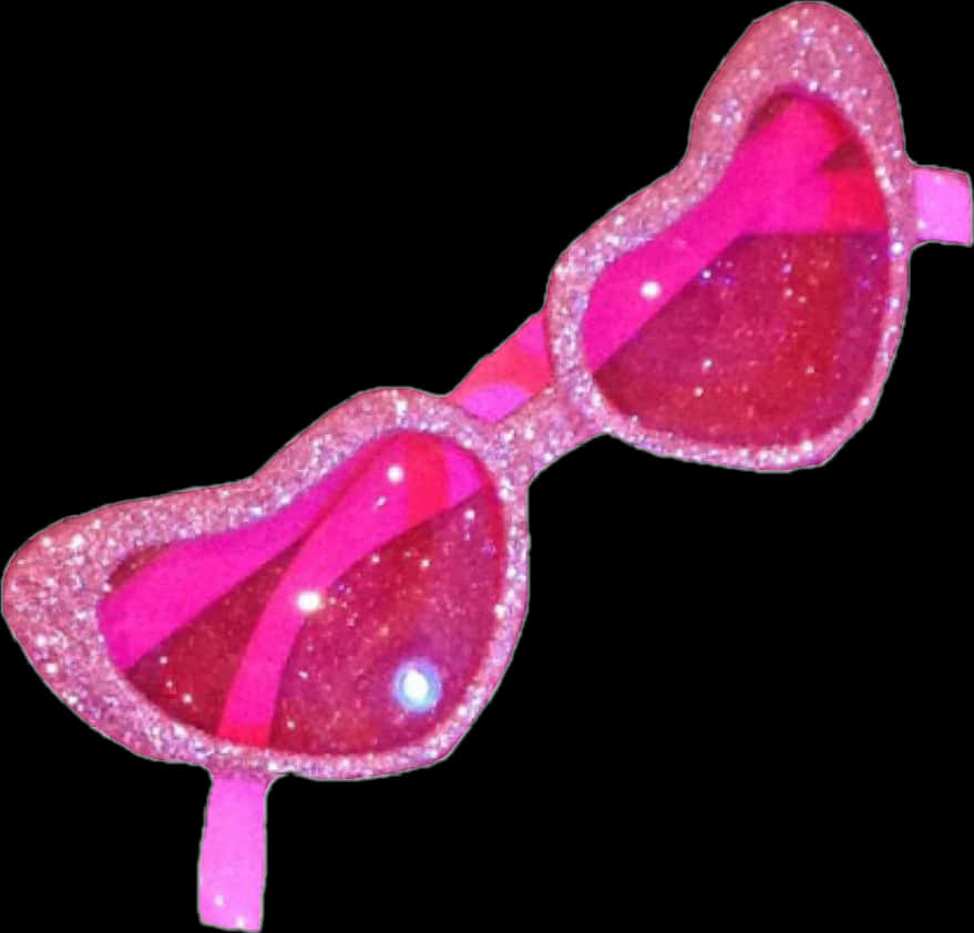 Pink Glitter Heart Sunglasses