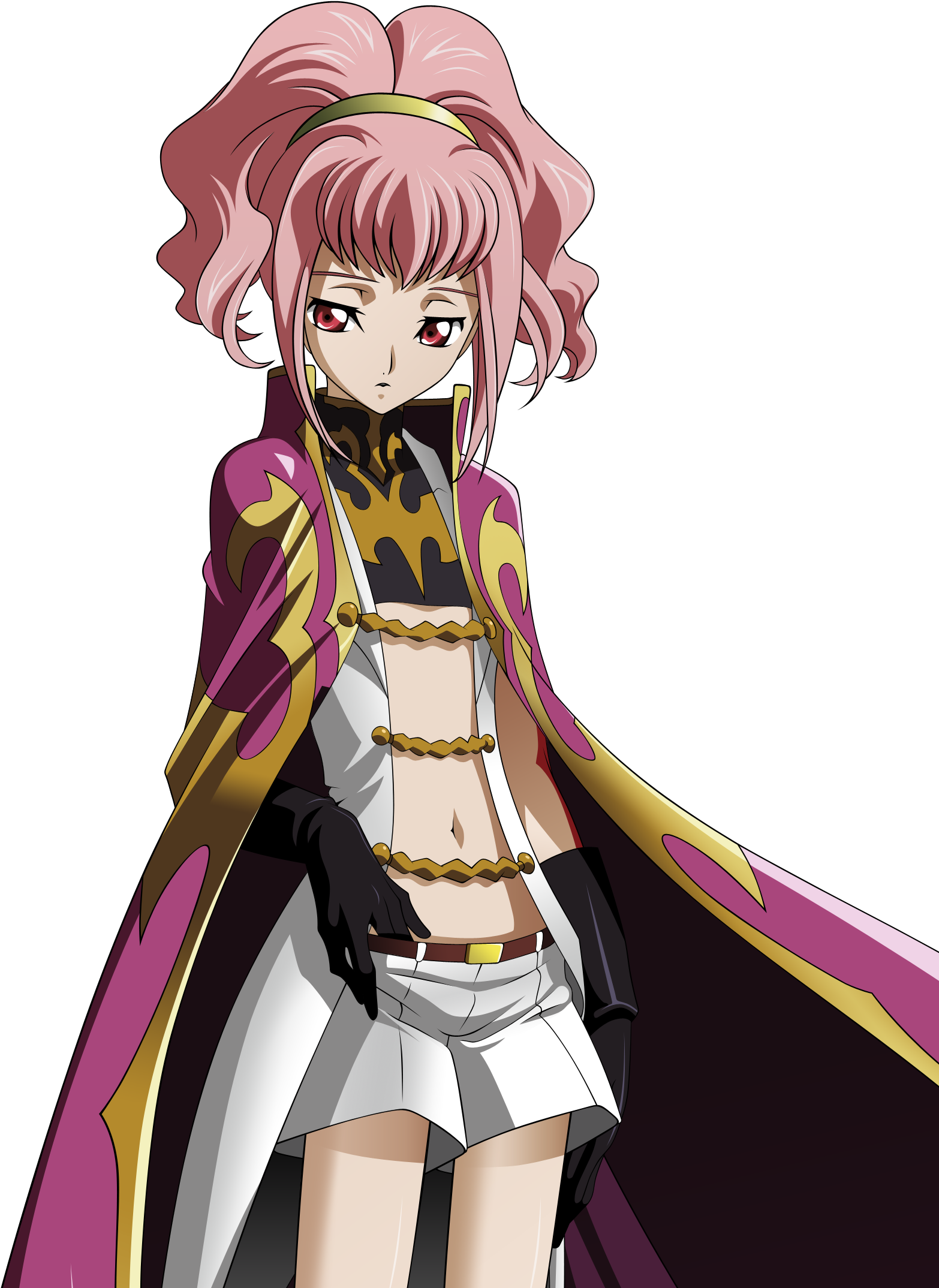 Pink Haired Anime Characterwith Cape