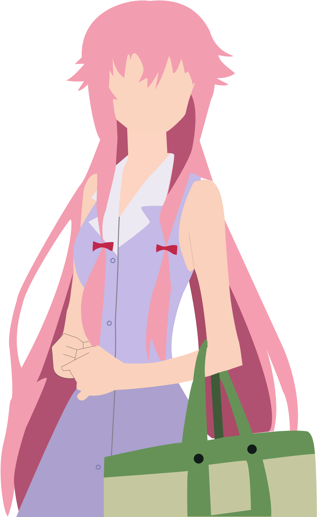 Pink Haired Anime Girl With Green Bag