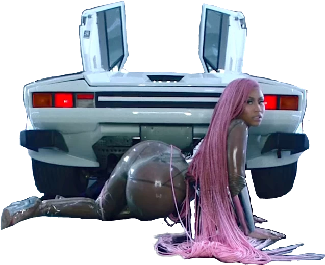 Pink Haired Personand Sports Car