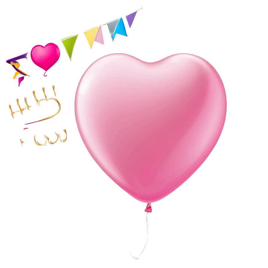 Pink Heart Balloon Png 64