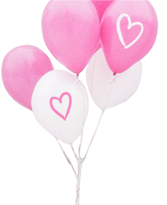 Pink Heart Balloons Kawaii