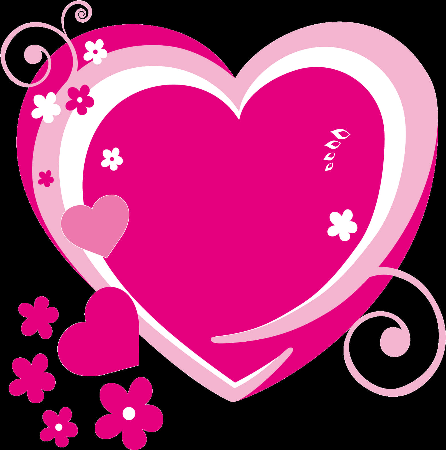 Pink Heart Clipartwith Floral Designs