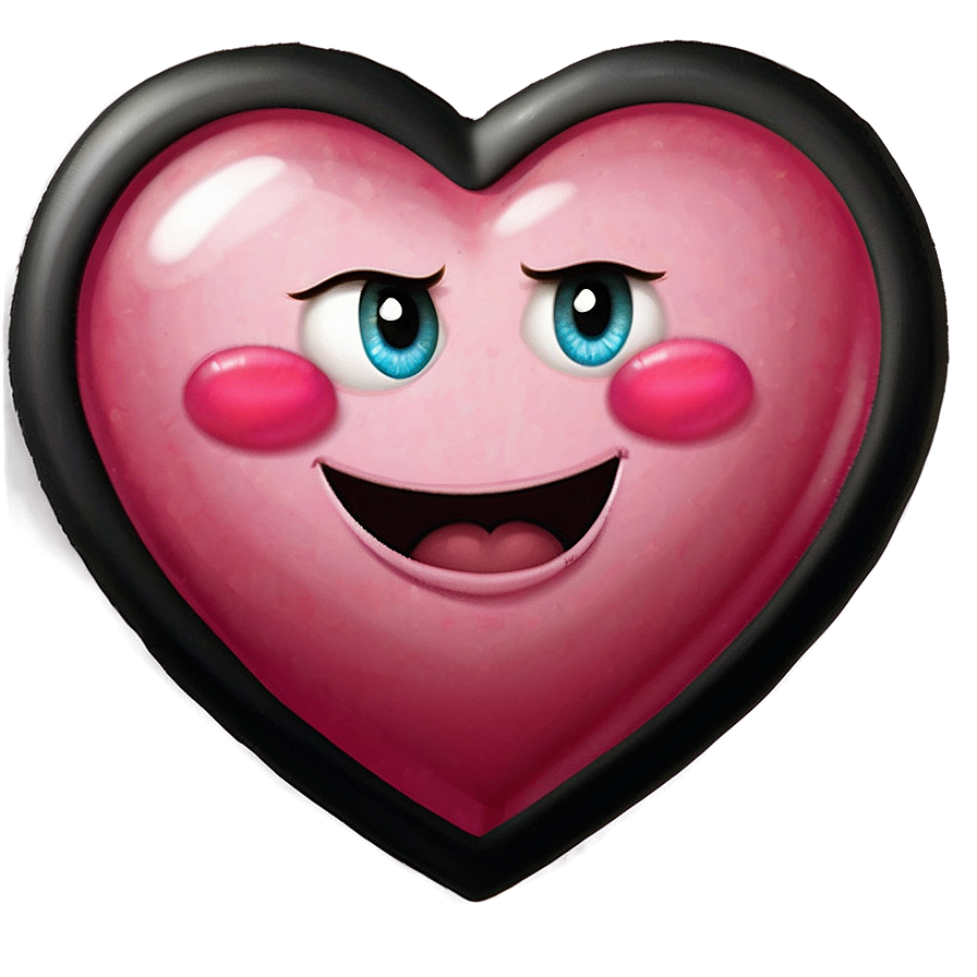 Pink Heart Emoji With Face Png 06262024