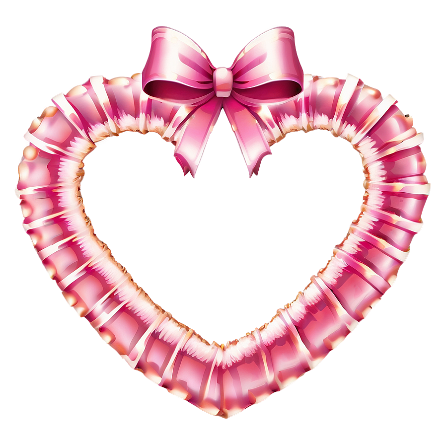 Pink Heart Emoji With Ribbon Png 06262024