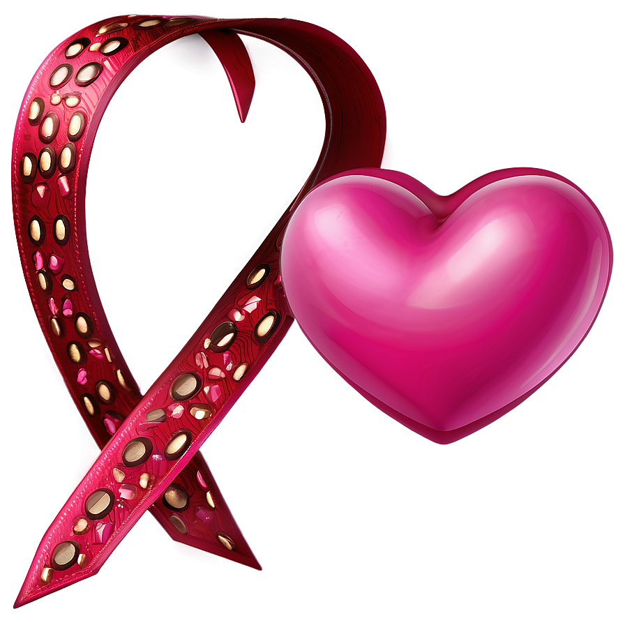 Pink Heart Emoji With Ribbon Png 06262024