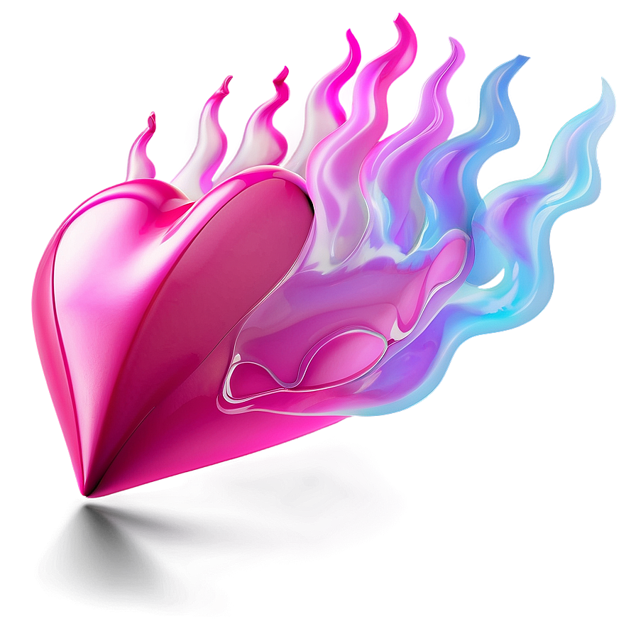 Pink Heart On Fire Png 05232024