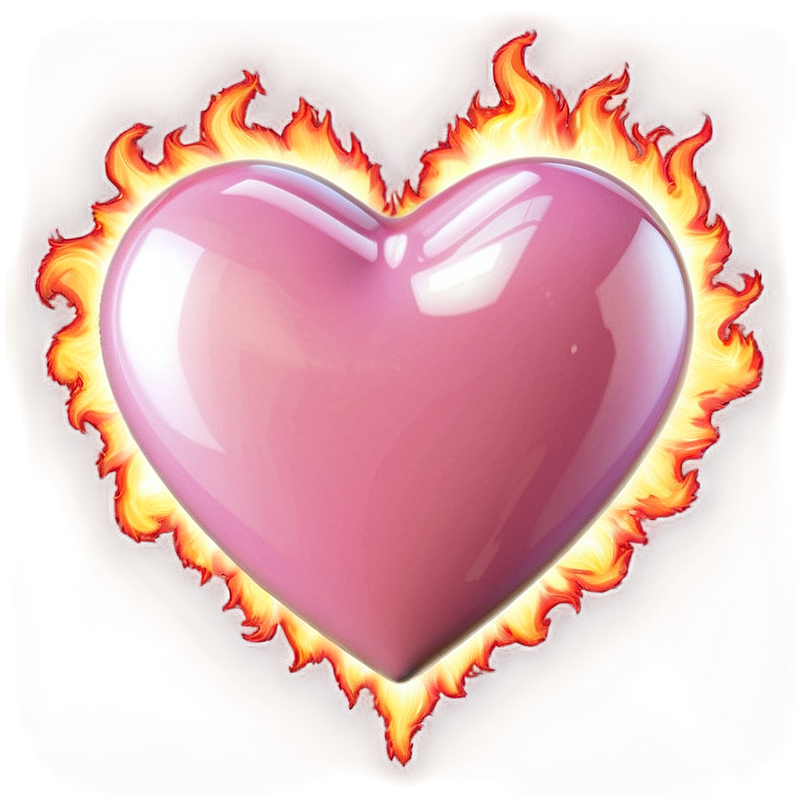 Pink Heart On Fire Png Qih