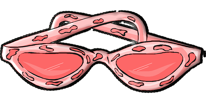 Pink Heart Pattern Sunglasses