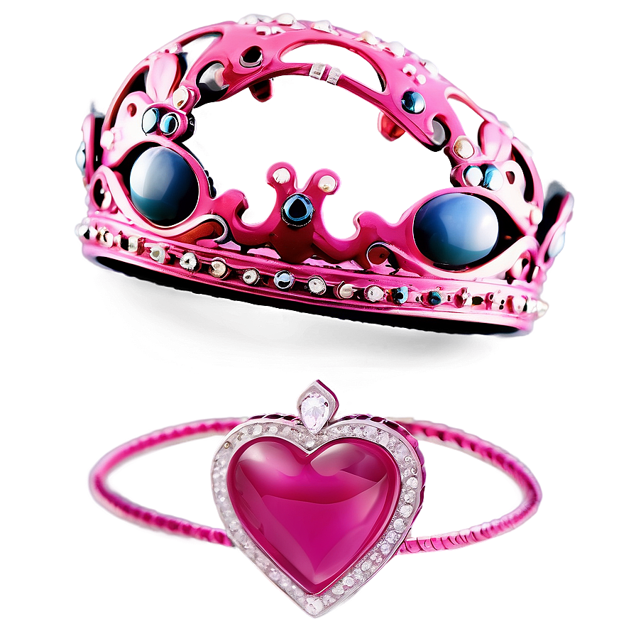 Pink Heart With Crown Png 5