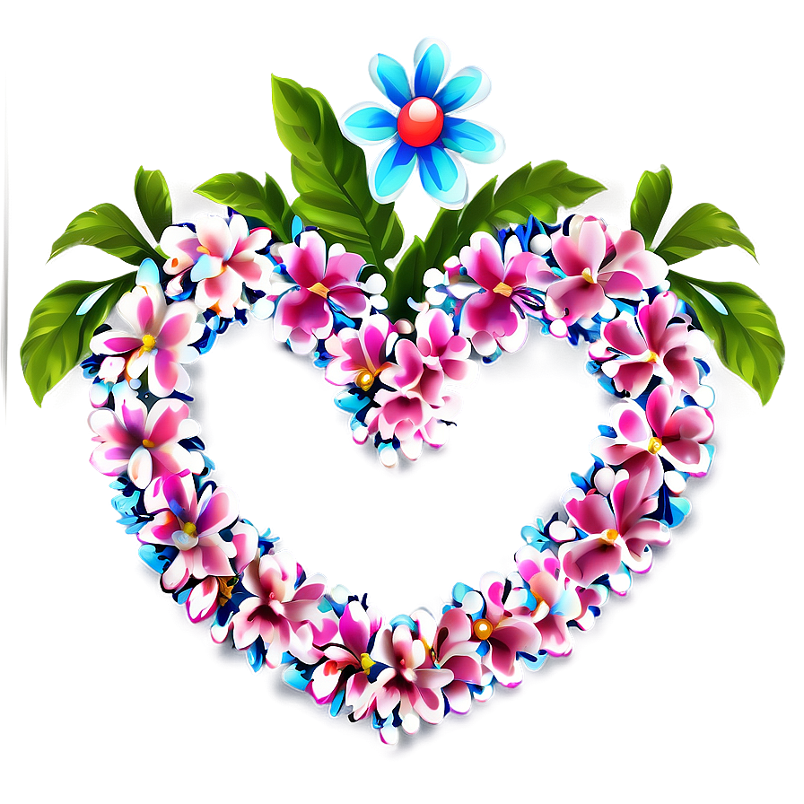 Pink Heart With Flowers Png Tru12