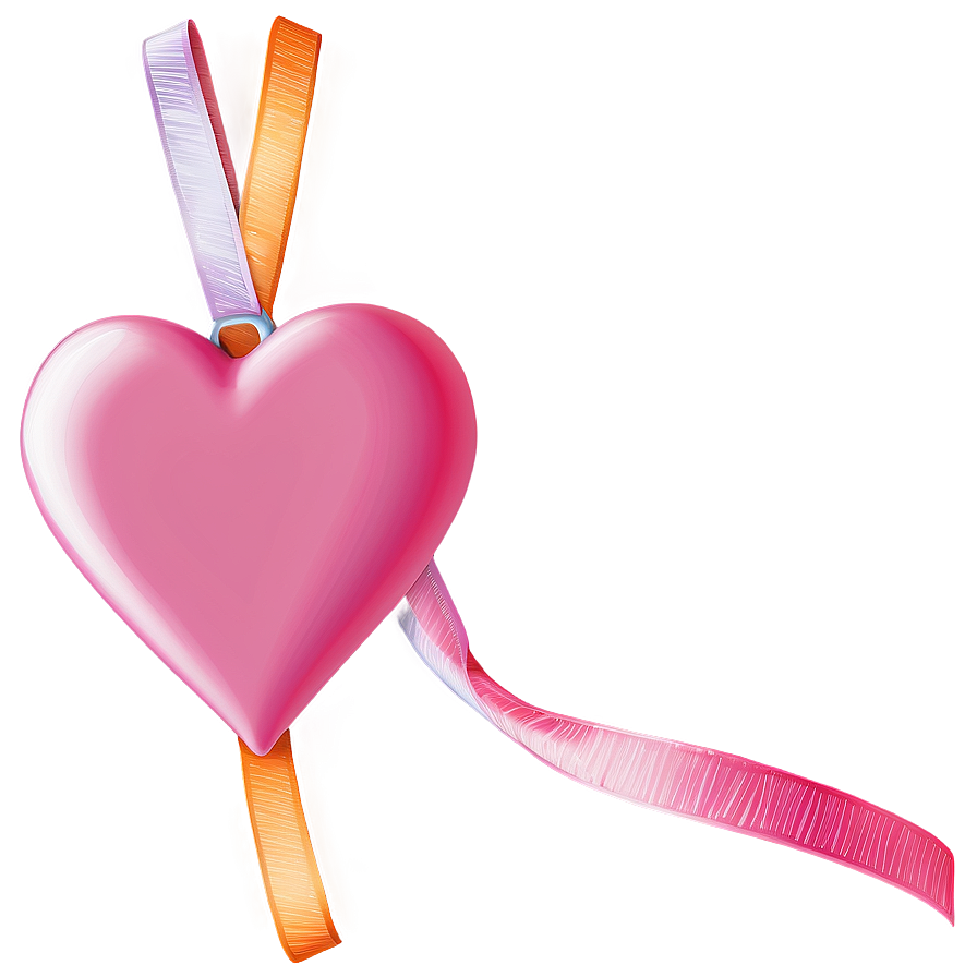 Pink Heart With Ribbon Png 71