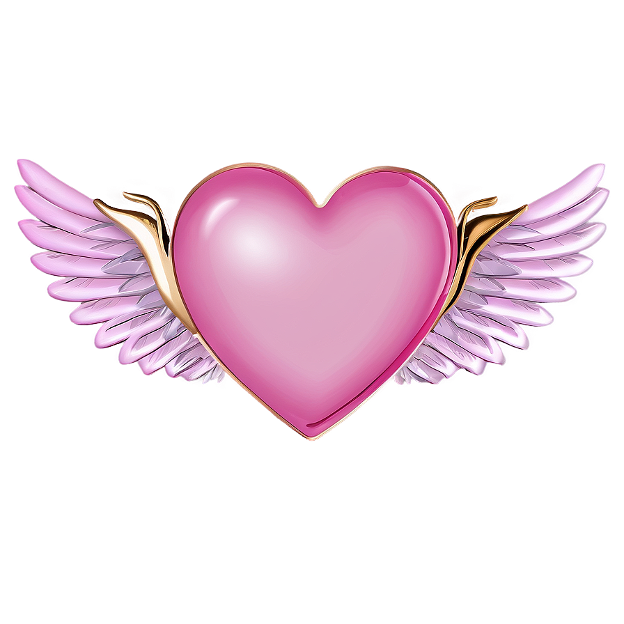 Pink Heart With Wings Png 80