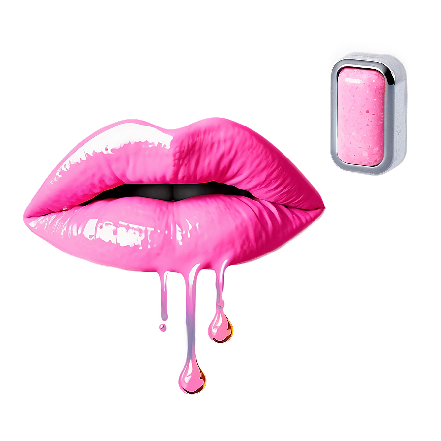 Pink Lips With Drip Png Ohe