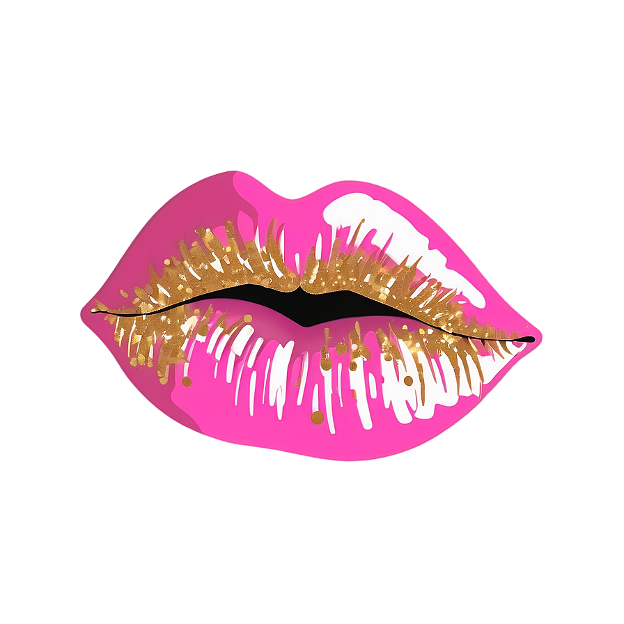 Pink Lips With Gold Glitter Png 06212024